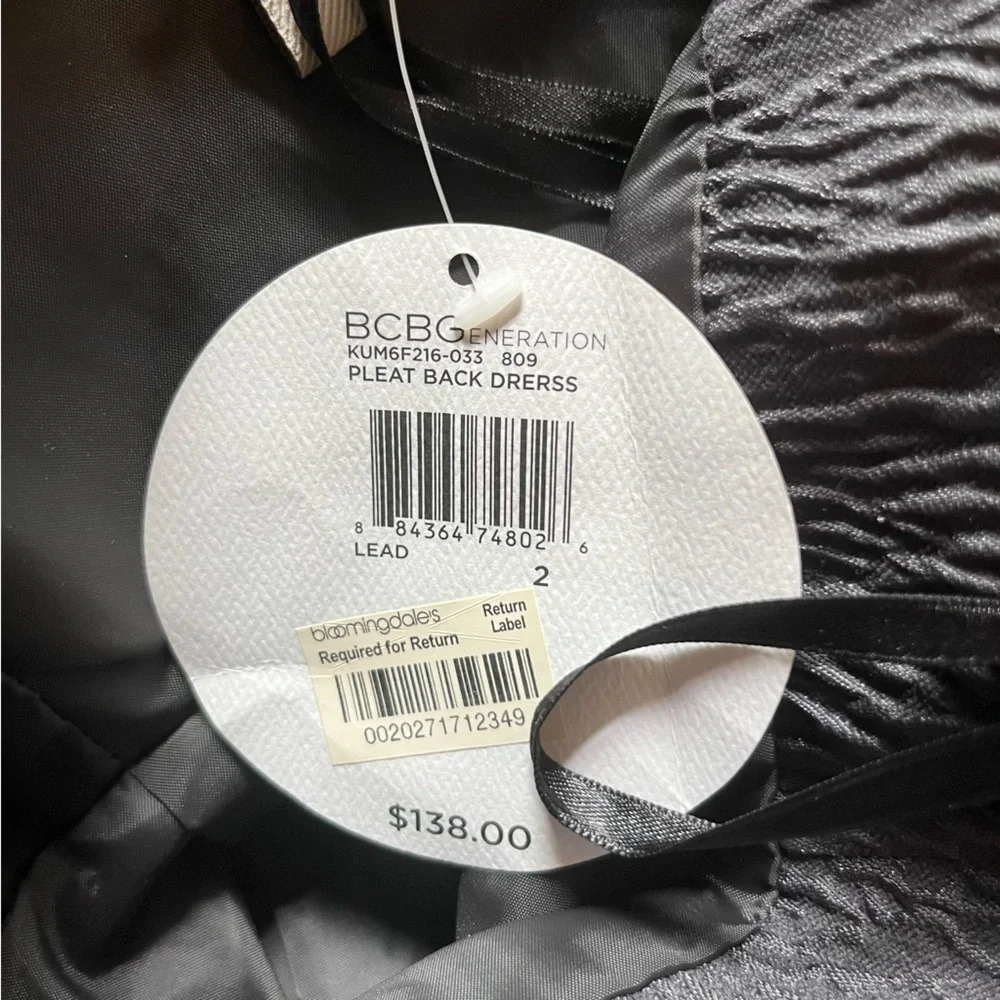 NWT BCBG Generation Sweeheart Gray Pleated Back Cocktail Strapless Minidress - Picture 9 of 9